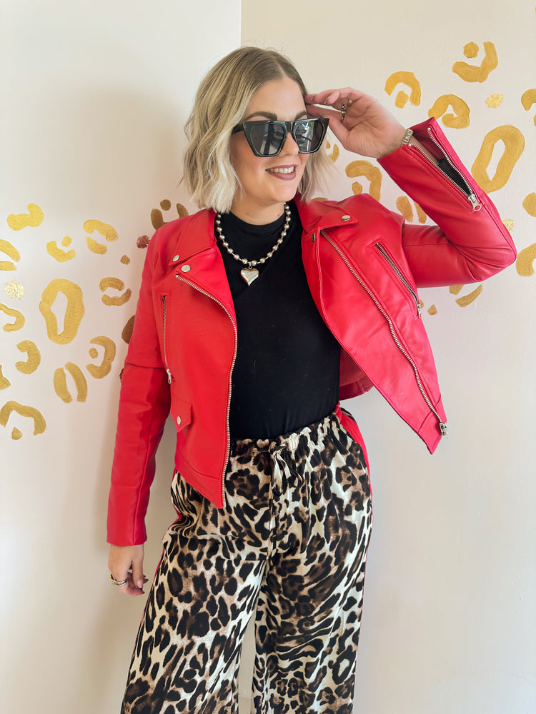 FLAVOR OF THE WEEK MOTO JACKET IN VERY CHERRY