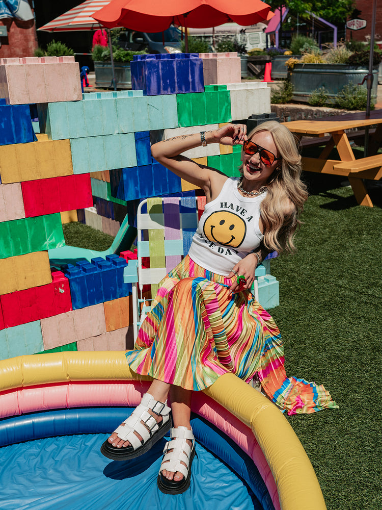 *PRE-ORDER* COLOR OUTSIDE THE LINES PLEATED SKIRT S-3XL