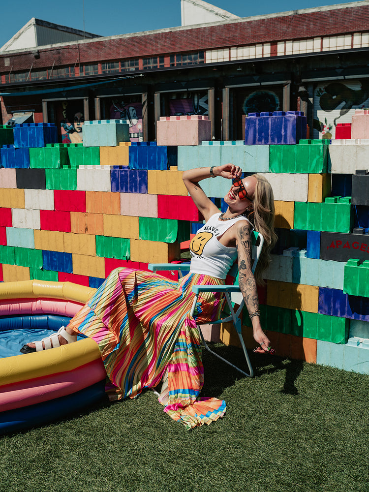 *PRE-ORDER* COLOR OUTSIDE THE LINES PLEATED SKIRT S-3XL