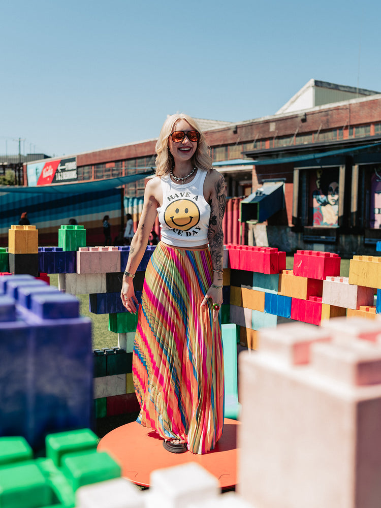 *PRE-ORDER* COLOR OUTSIDE THE LINES PLEATED SKIRT S-3XL