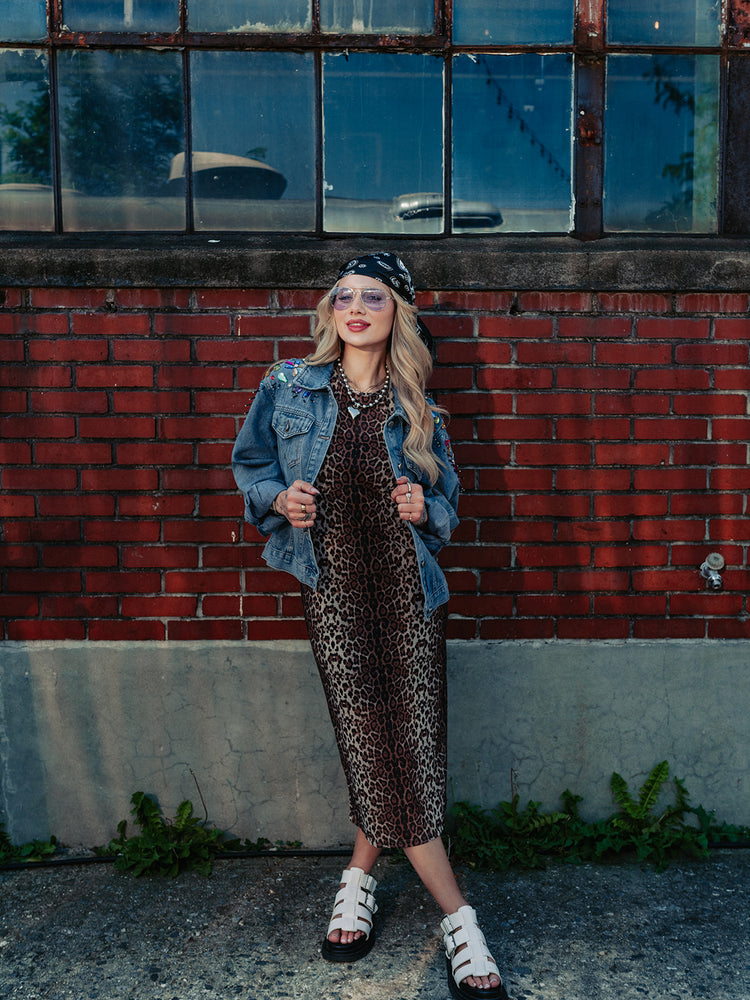 CAME TO SLAY LEOPARD MESH DRESS
