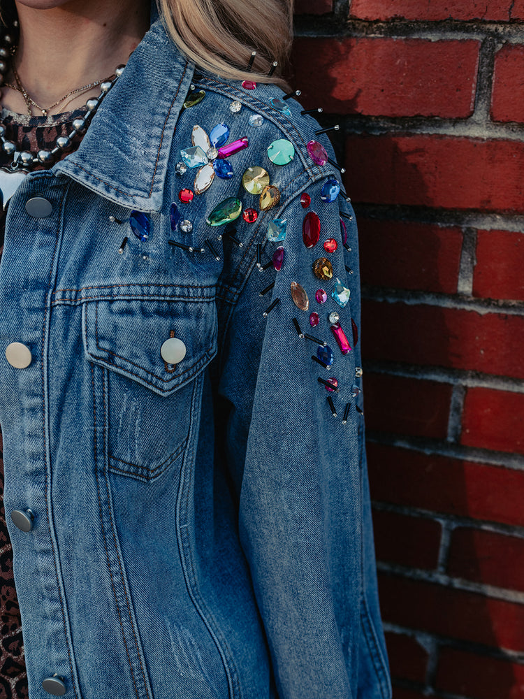 RAINBOW RIOT LUXE DENIM JACKET