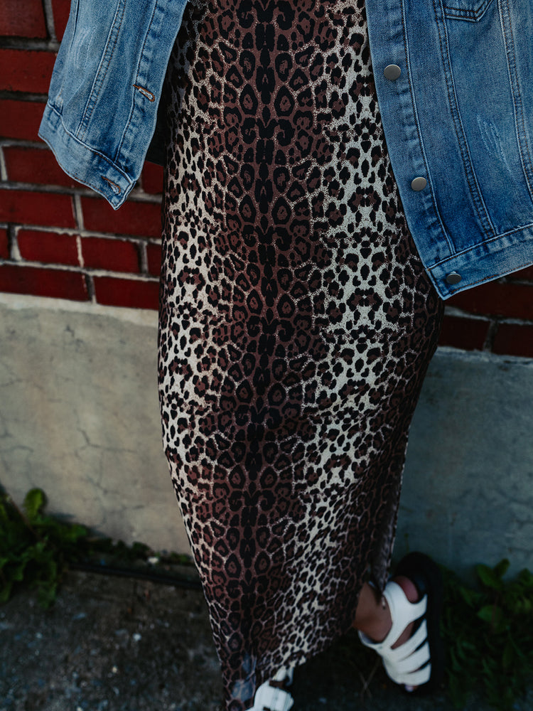 CAME TO SLAY LEOPARD MESH DRESS