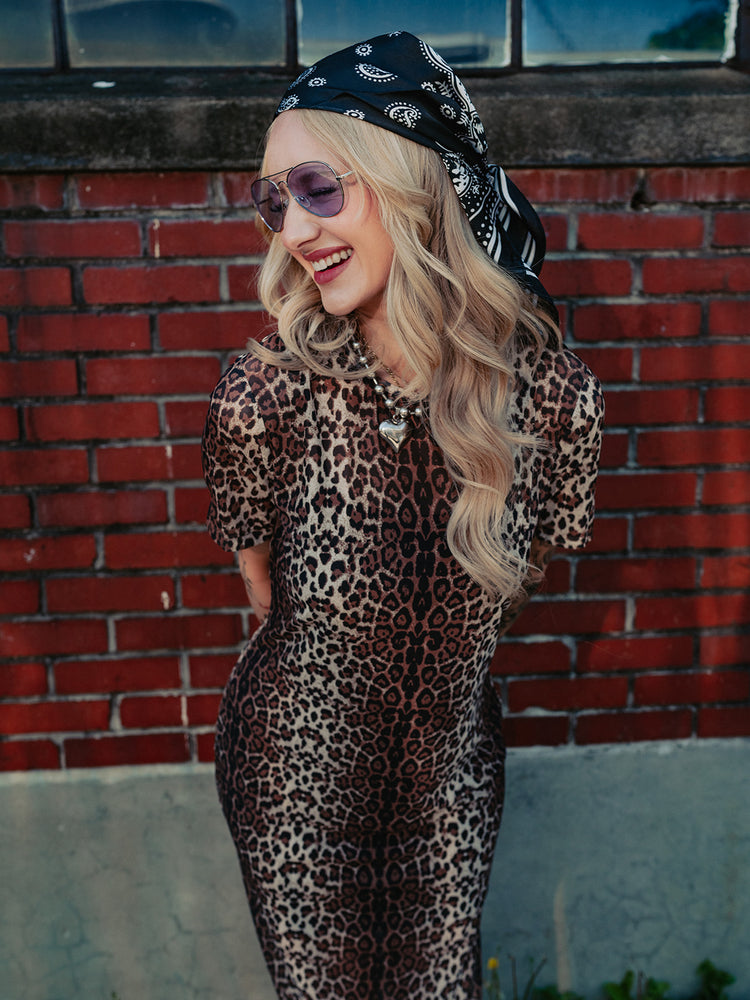 CAME TO SLAY LEOPARD MESH DRESS