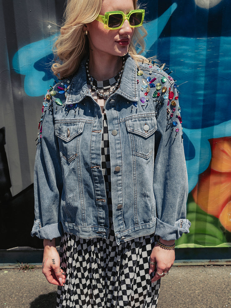 RAINBOW RIOT LUXE DENIM JACKET