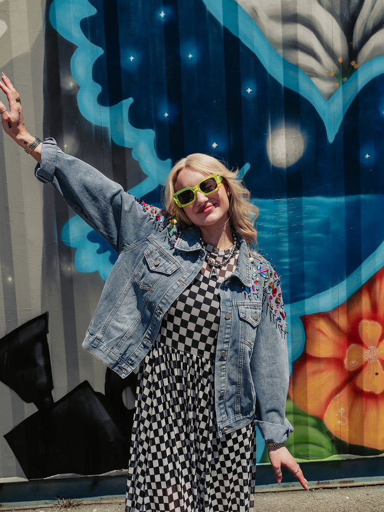 RAINBOW RIOT LUXE DENIM JACKET