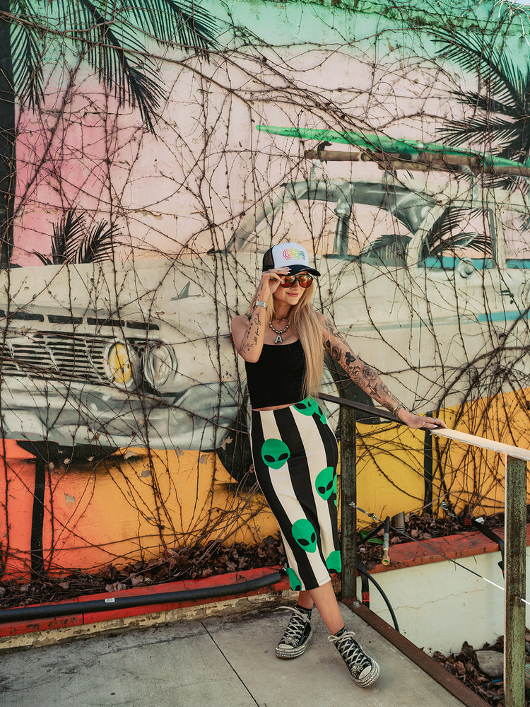 *RESTOCKED!* NEED MORE SPACE ALIEN MIDI SKIRT S-3XL