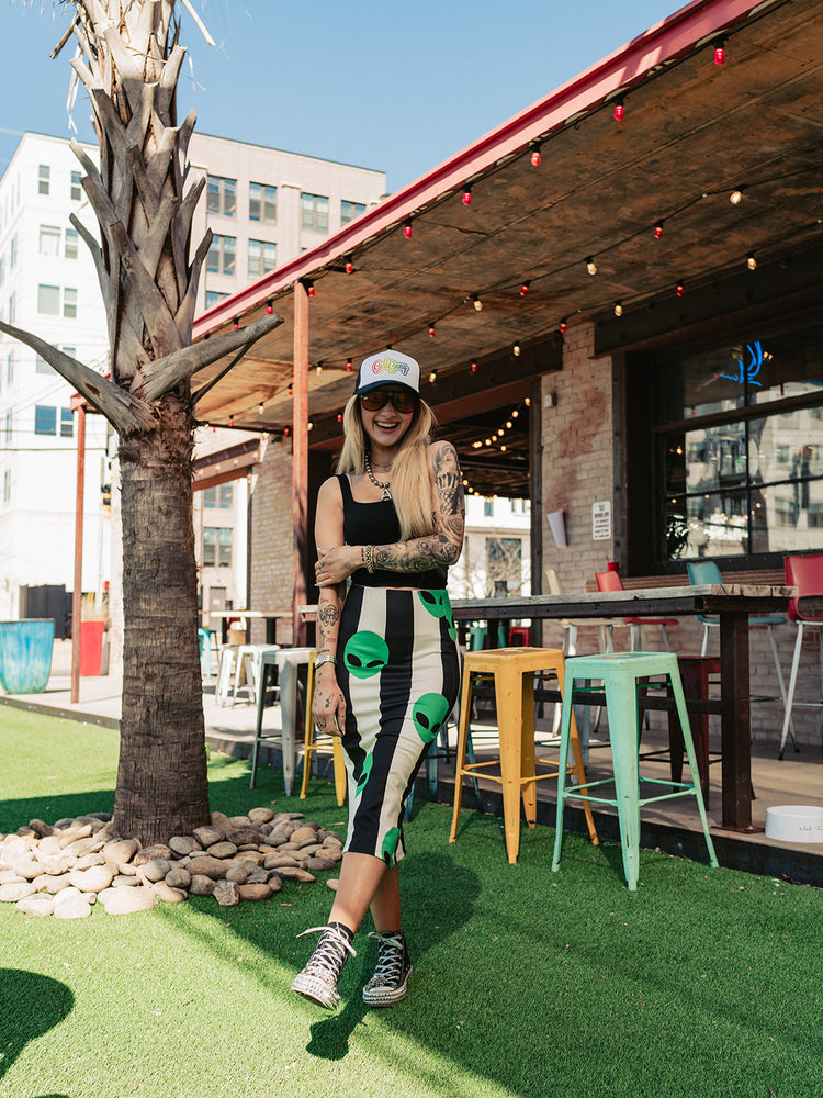 *RESTOCKED!* NEED MORE SPACE ALIEN MIDI SKIRT S-3XL