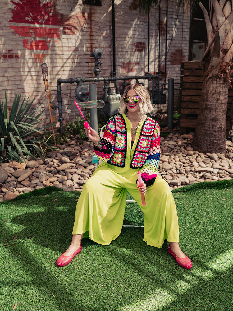 DAY TRIP WIDE LEG JUMPSUIT IN LIME PUNCH