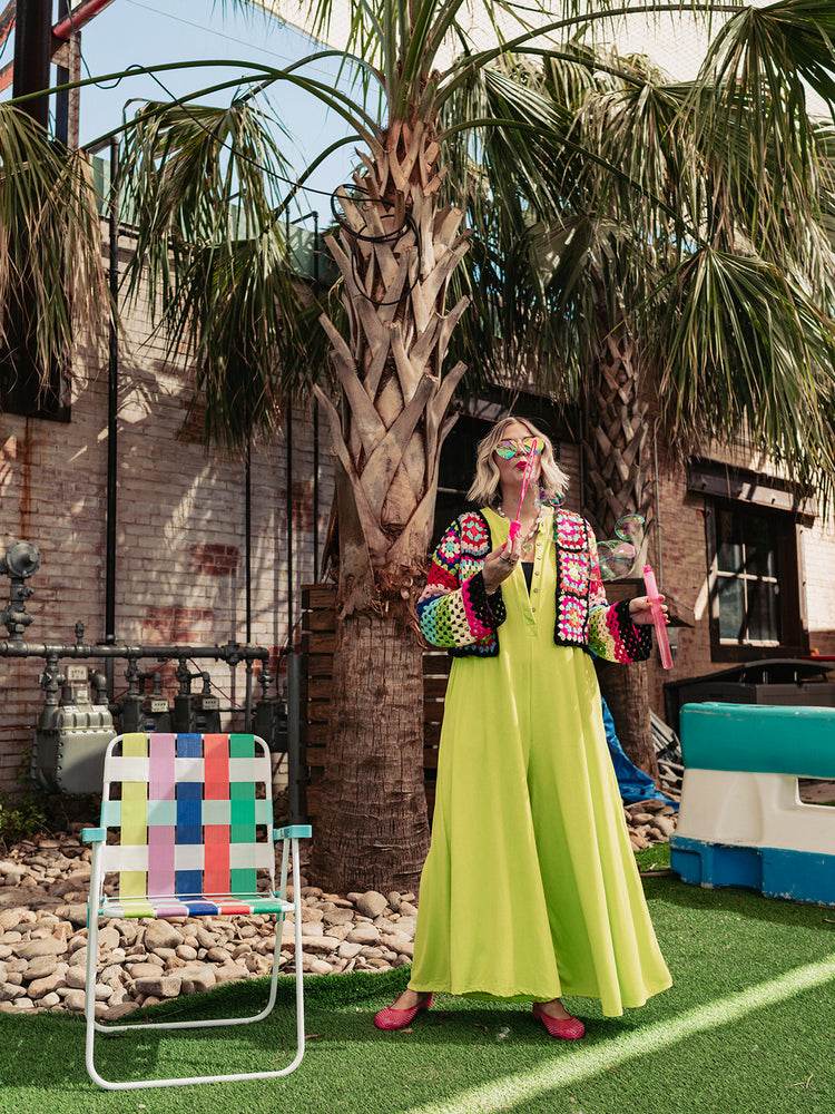 DAY TRIP WIDE LEG JUMPSUIT IN LIME PUNCH