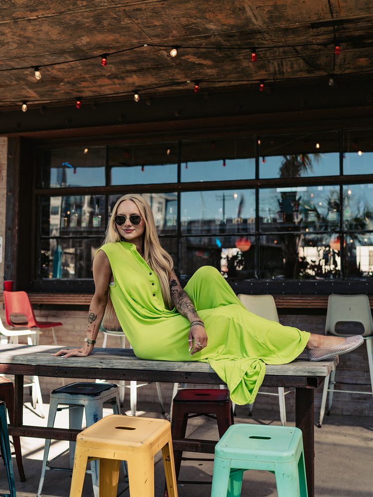 DAY TRIP WIDE LEG JUMPSUIT IN LIME PUNCH