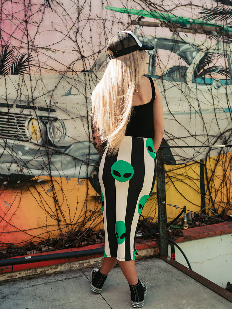 *RESTOCKED!* NEED MORE SPACE ALIEN MIDI SKIRT S-3XL