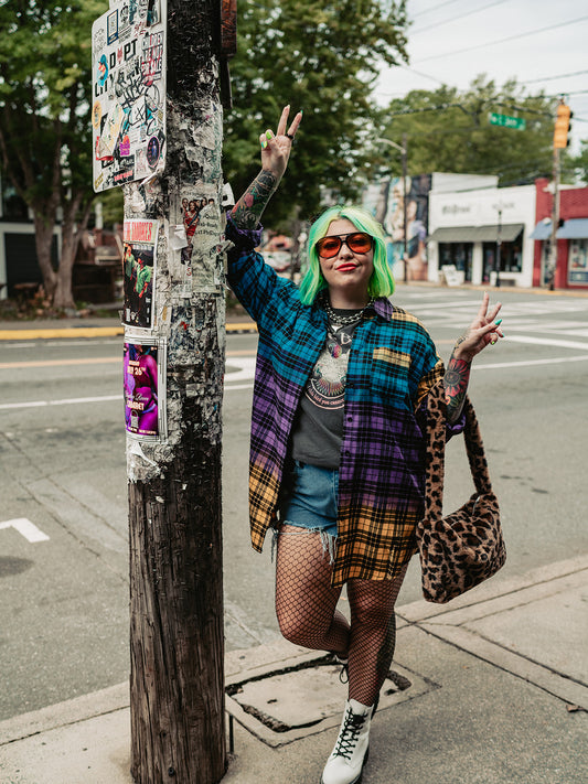GRUNGE GODDESS COLORBLOCK PLAID