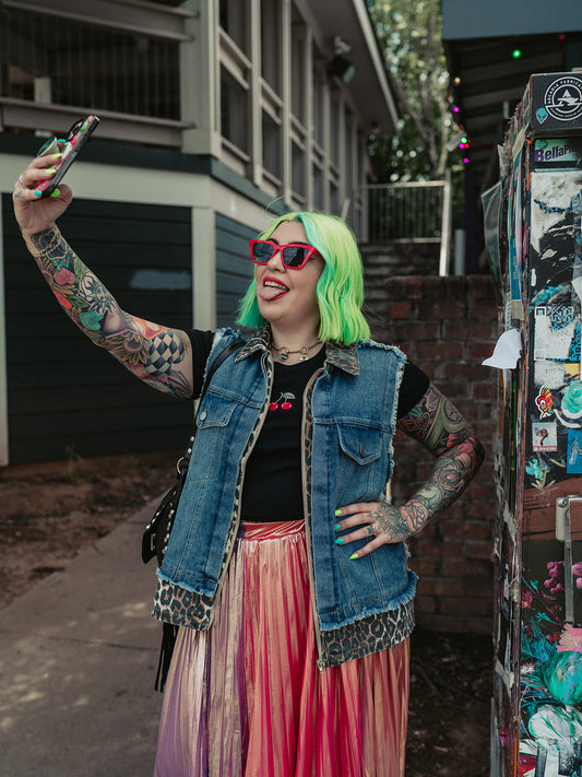 DON'T TAME ME LEOPARD DENIM VEST S-XL