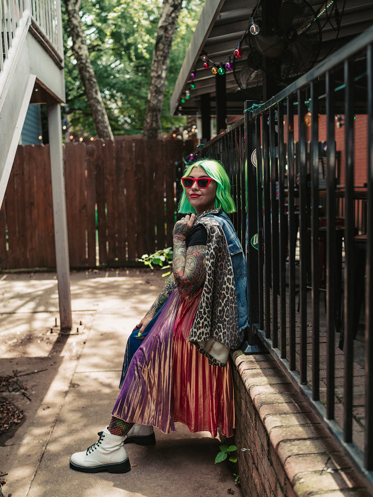 METALLIC MISFIT PLEATED SKIRT S-XL