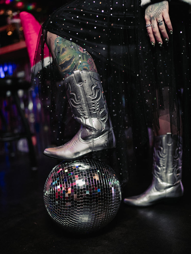 BORN TO SPARKLE MESH MIDI SKIRT