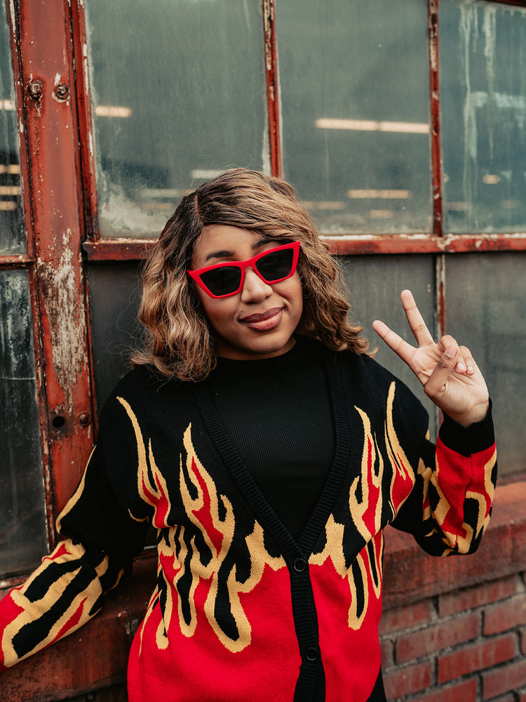 GIRL ON FIRE KNIT CARDIGAN