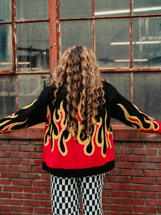 GIRL ON FIRE KNIT CARDIGAN