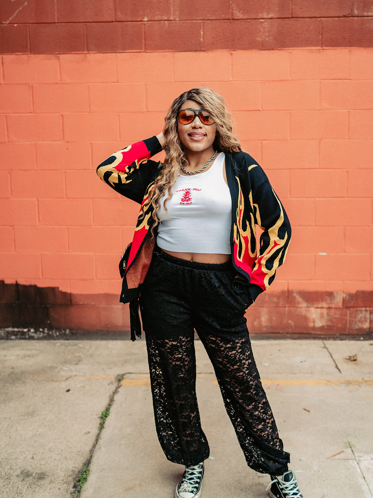 GIRL ON FIRE KNIT CARDIGAN