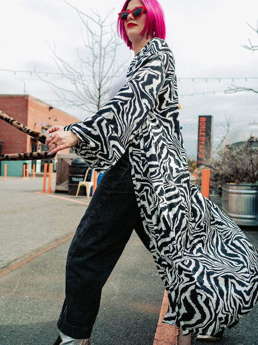 FASHION ICON ZEBRA PRINT DUSTER