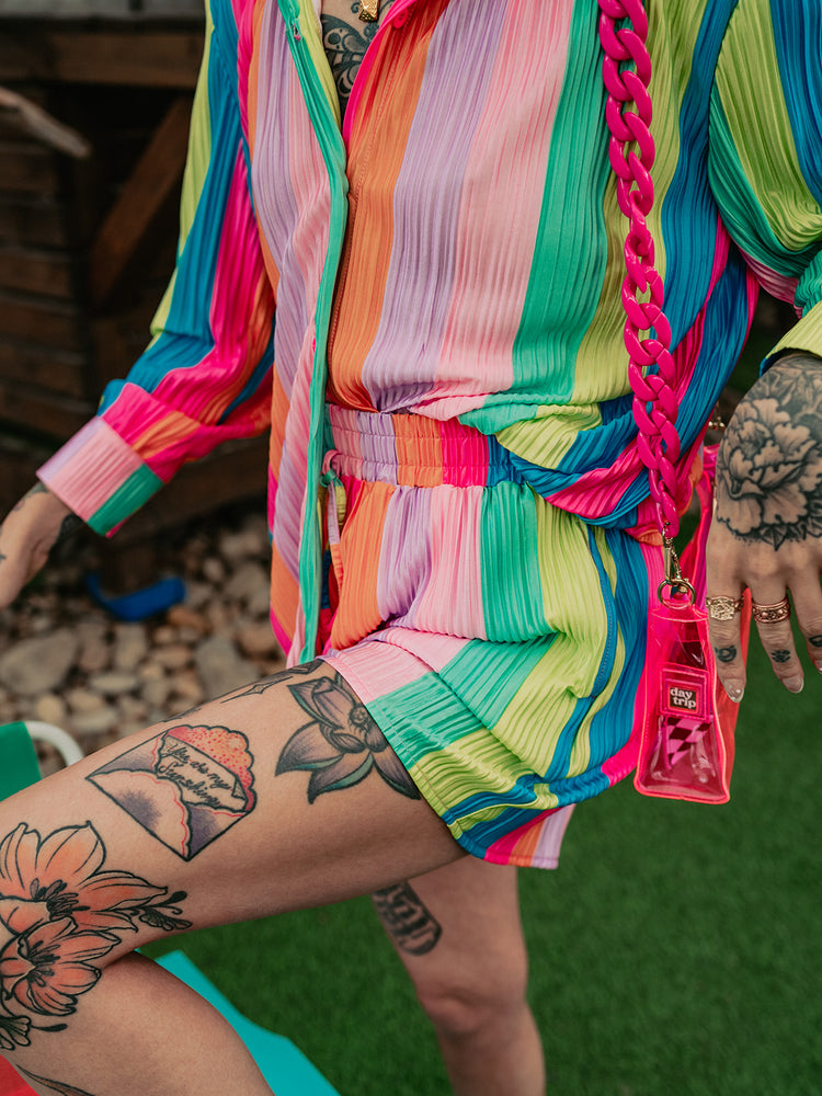*RESTOCKED* RAINBOW RIOT PLISSE SHORT SET S-3XL