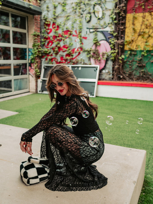 SHE'S WITH THE BAND LACE MAXI DRESS