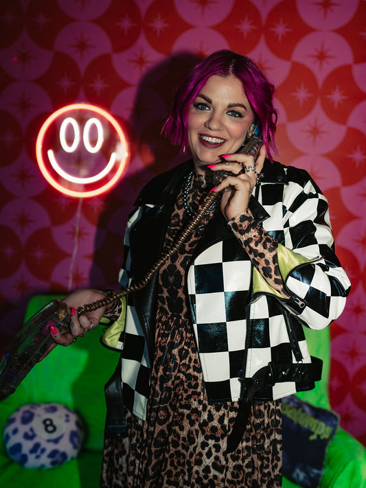 *PREORDER* ALORA EDEN EXCLUSIVE: ELECTRIC MISFIT CHECKERED MOTO JACKET S-3XL