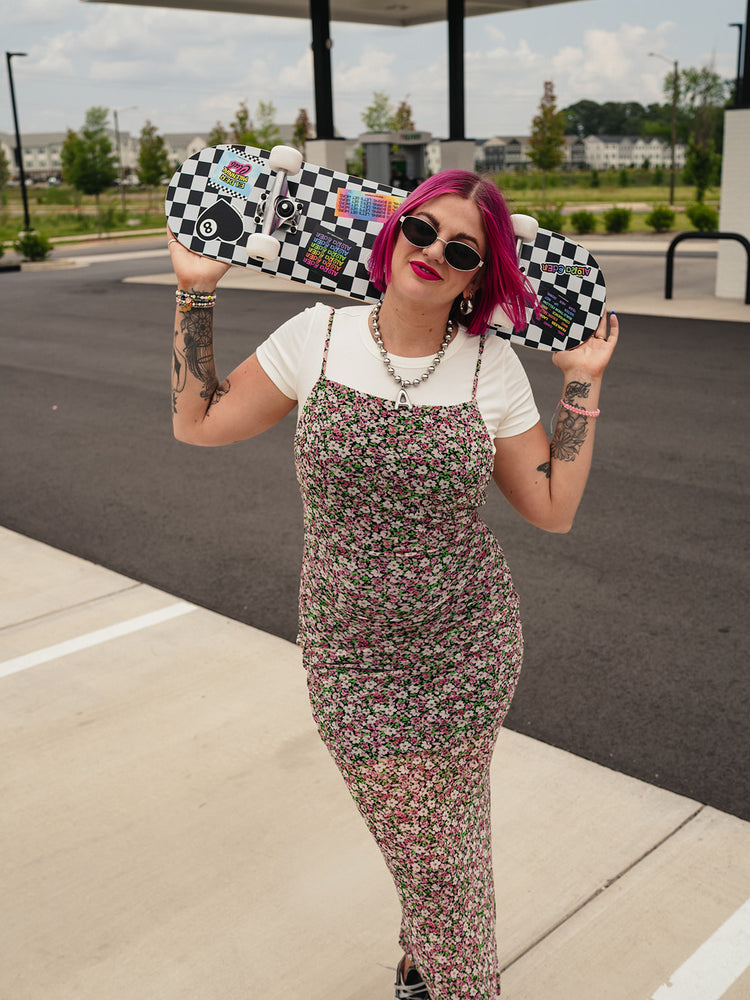 HE LOVES ME NOT FLORAL MESH DRESS