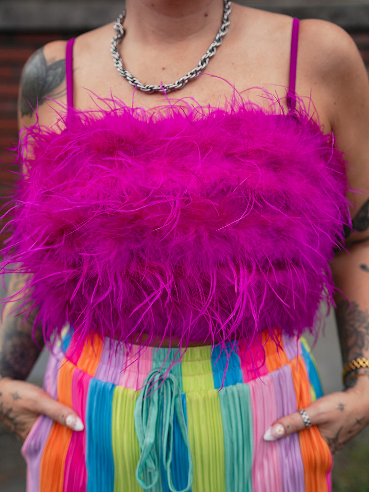 ELECTRIC ENERGY FEATHER TRIM TOP