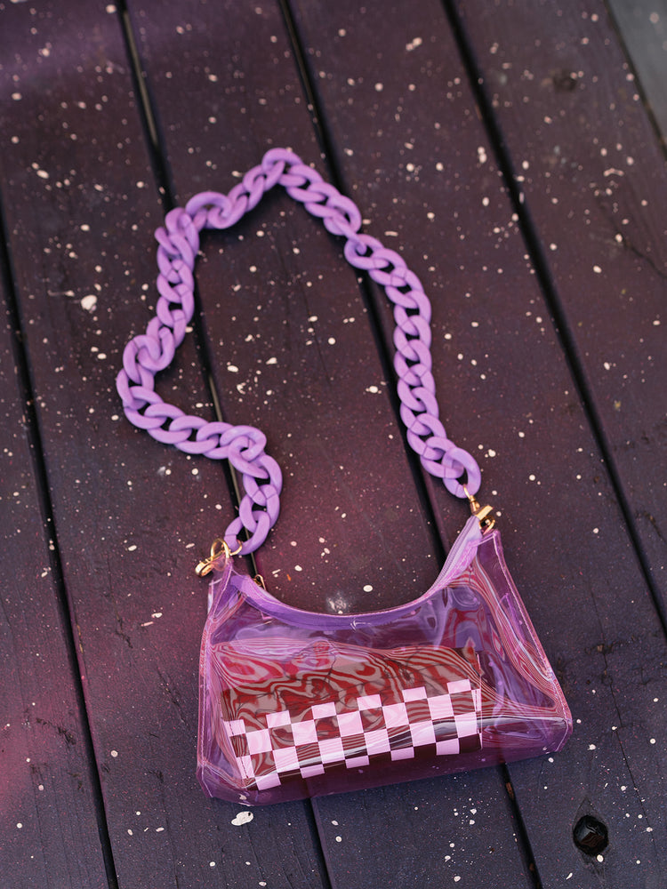 BACKSTAGE PASS CLEAR CONCERT BAG IN PURPLE