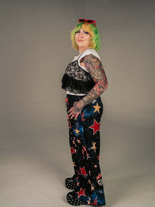 WE COME IN PEACE WIDE LEG PANTS S-3XL