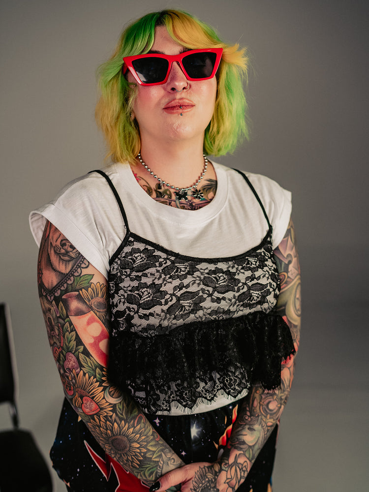 WEIRD GIRL LAYERED LACE TOP