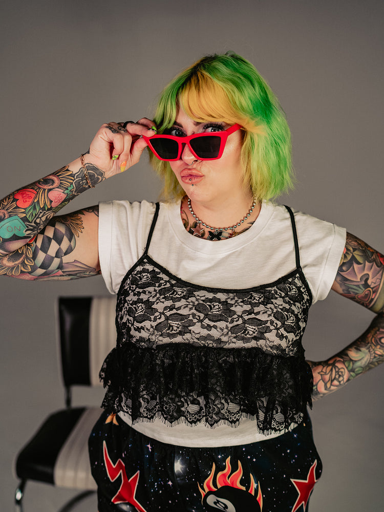 WEIRD GIRL LAYERED LACE TOP