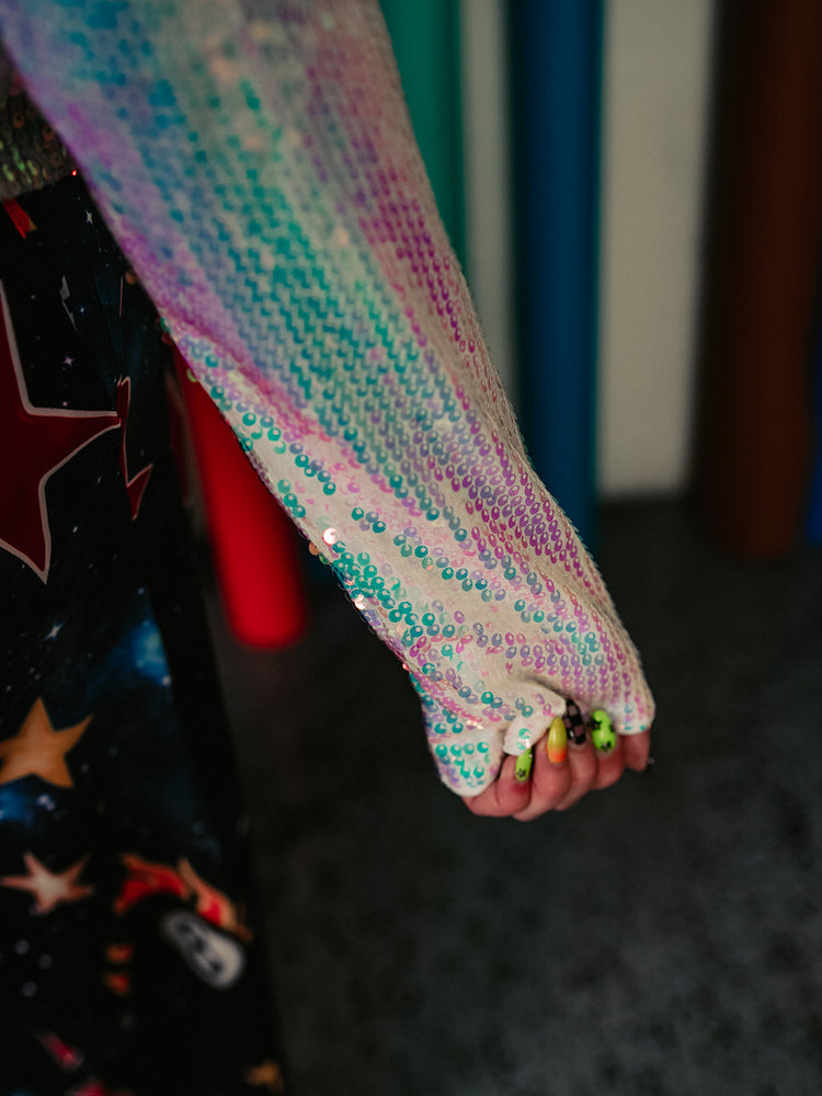 OUT OF THIS WORLD SEQUIN TOP