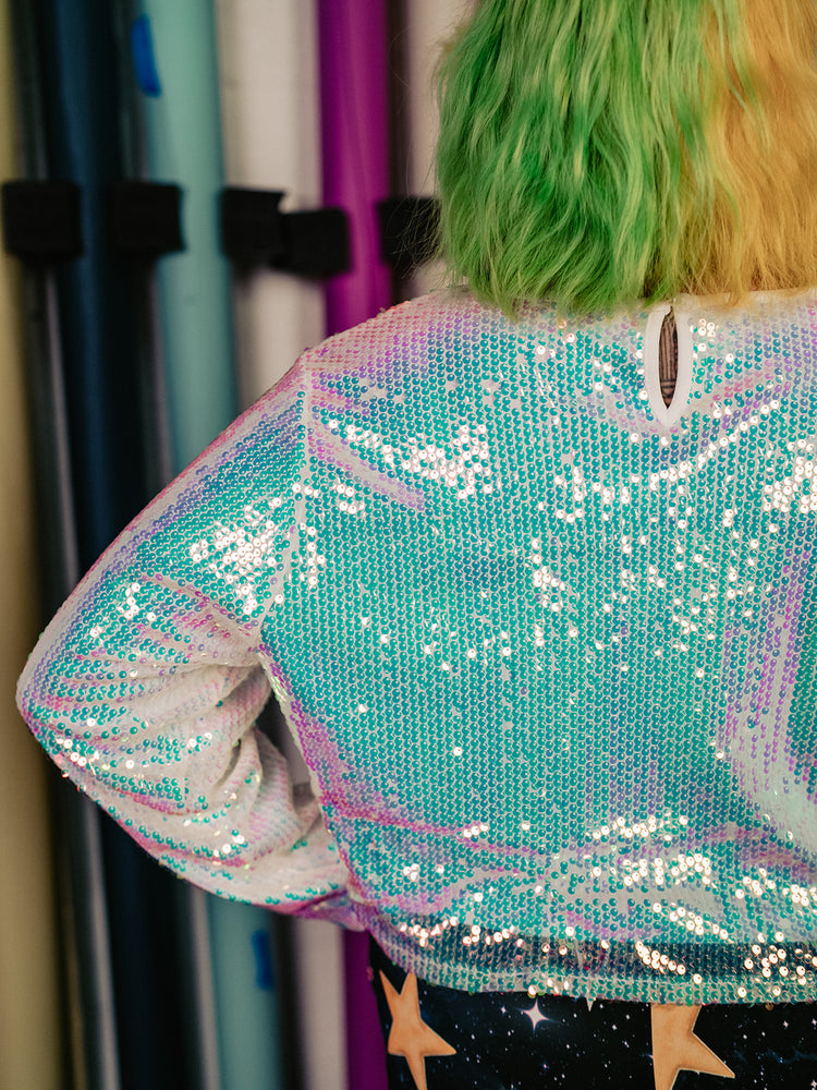 OUT OF THIS WORLD SEQUIN TOP