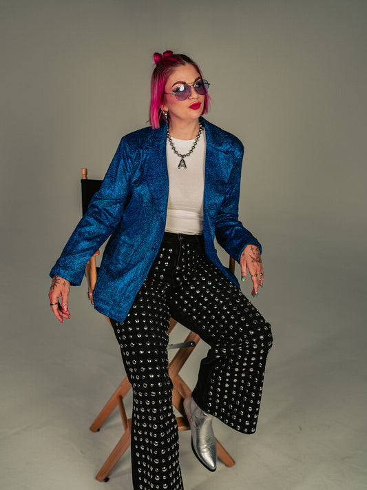 STRANGE BEHAVIOR METALLIC BLAZER
