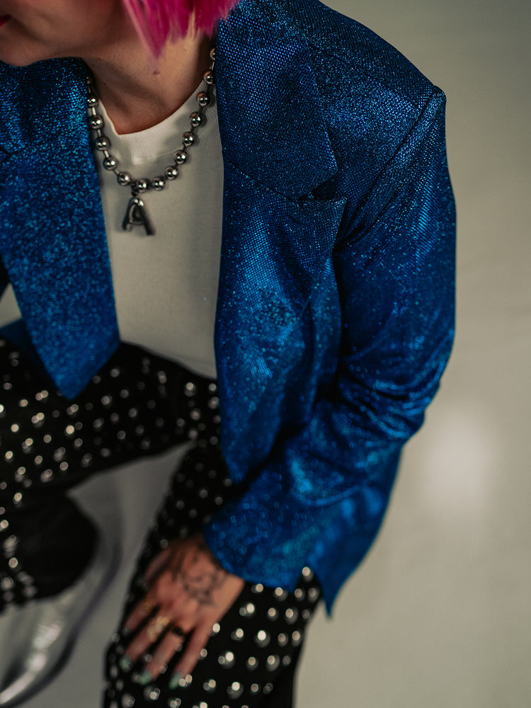 STRANGE BEHAVIOR METALLIC BLAZER