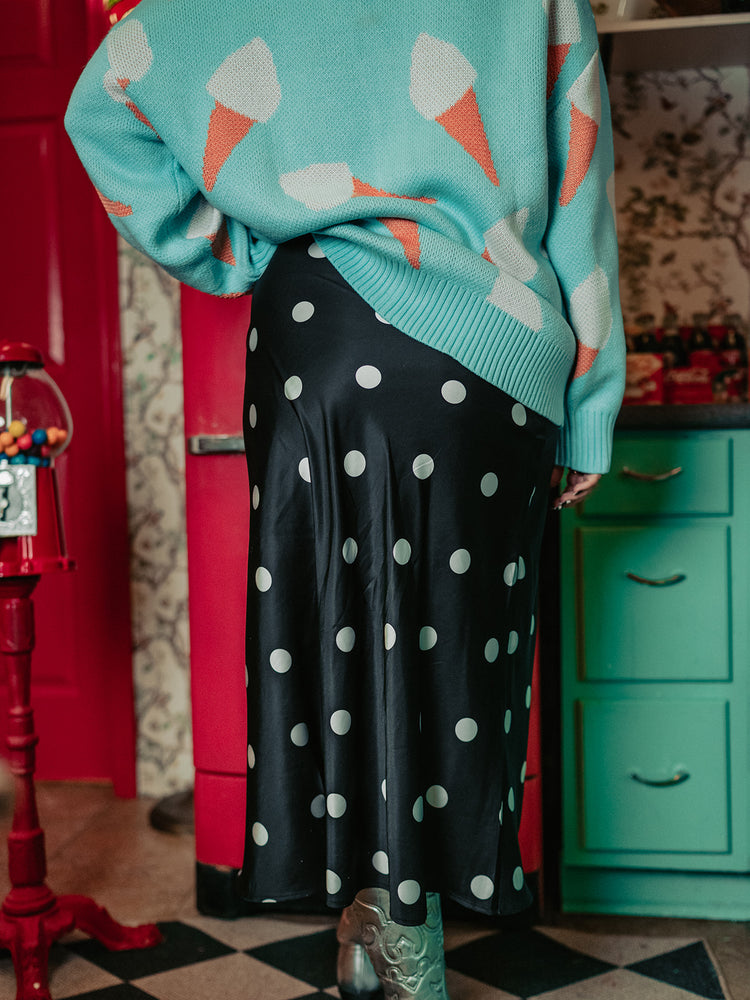 HEARTBREAKER POLKA DOT SLIP SKIRT