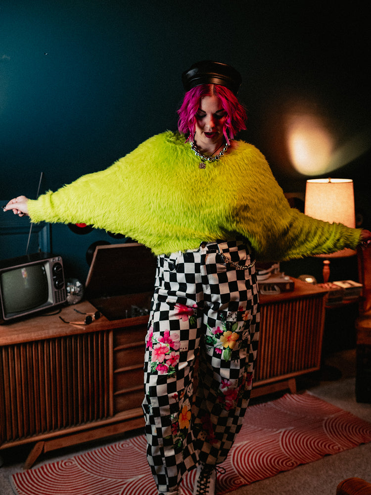 NEON DAYDREAM FUZZY KNIT SWEATER
