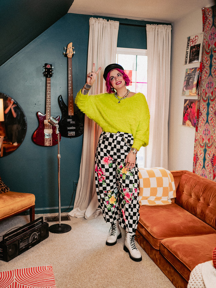 NEON DAYDREAM FUZZY KNIT SWEATER