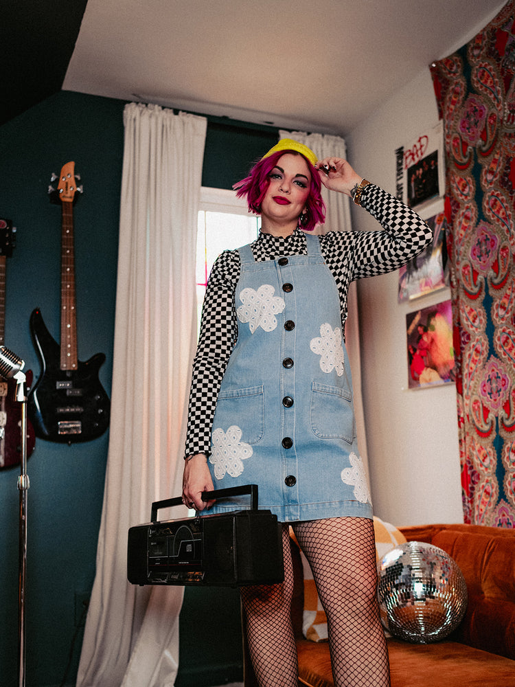 FLOWER POWER DENIM DRESS