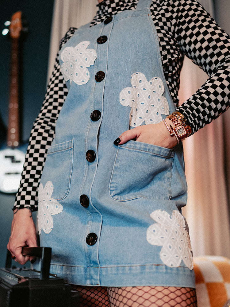FLOWER POWER DENIM DRESS