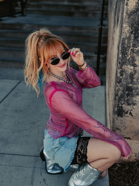 WATCH ME SHINE MESH TOP