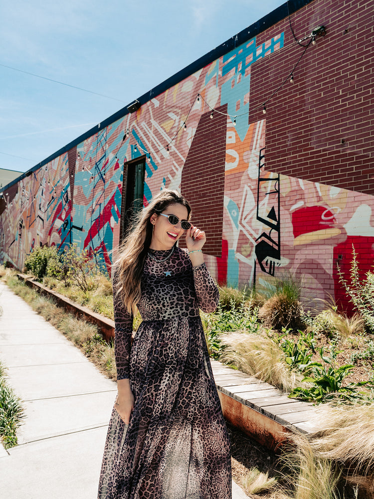 FIERCE FEMALE MESH MAXI DRESS IN MIDNIGHT MAYHEM