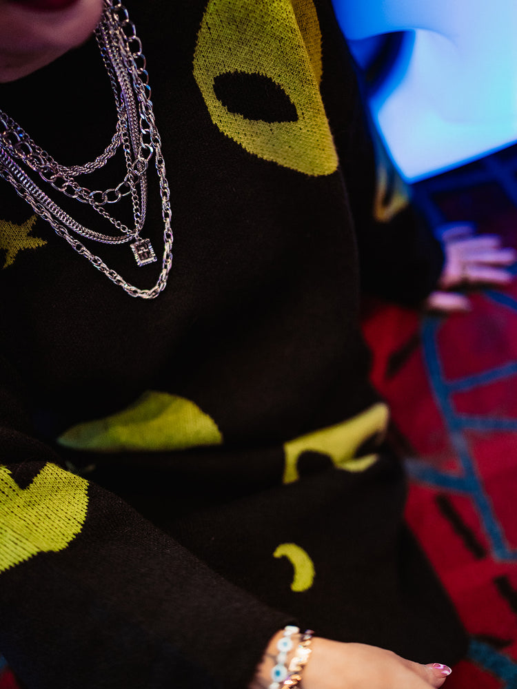 STAY WEIRD ALIEN SWEATER DRESS