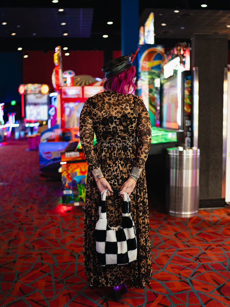 FIERCE FEMALE MESH MAXI DRESS IN LEVELED UP LEOPARD S-3XL