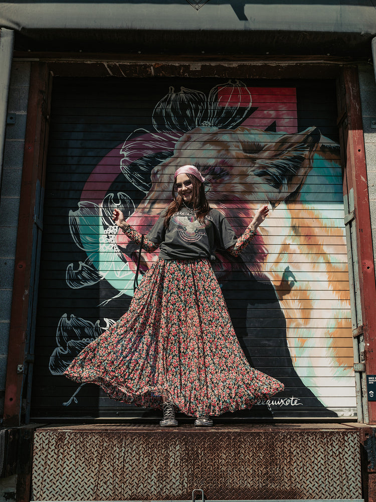 FIERCE FEMALE MESH MAXI DRESS IN 90'S FLORAL S-3XL
