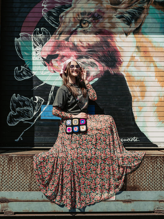 *PREORDER* FIERCE FEMALE MESH MAXI DRESS IN 90'S FLORAL S-3XL