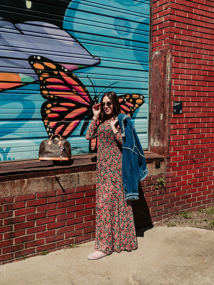 FIERCE FEMALE MESH MAXI DRESS IN 90'S FLORAL S-3XL