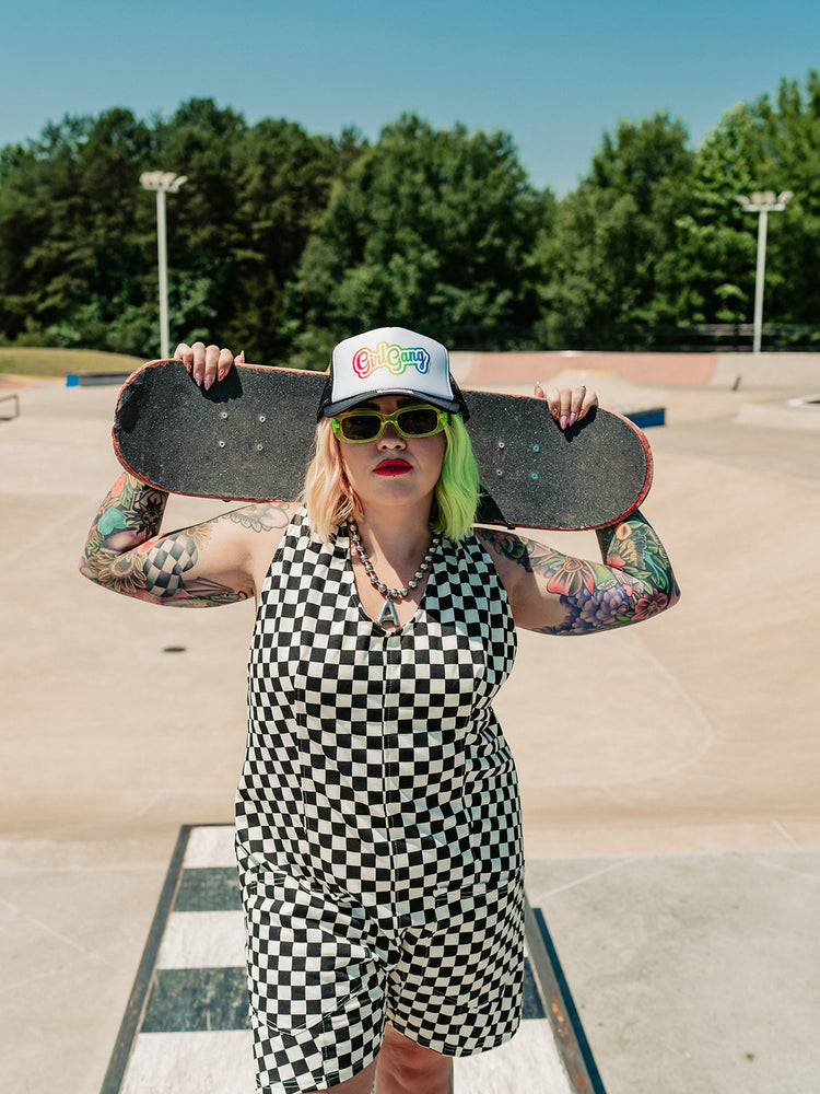 SKATER GIRL CHECKERED ROMPER S-XL